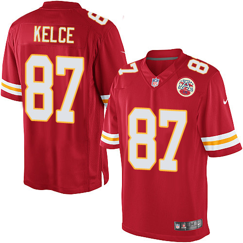 Men's Limited Travis Kelce Nike Jersey Red Home - #87 NFL Kansas City Chiefs